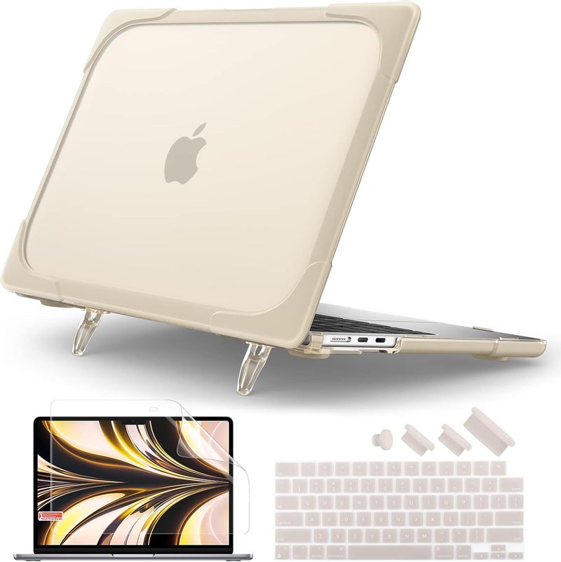 Batianda for M4 MacBook Air 13.6 inch Case 2025 2024 2022 Release Model A3240 A2681(M2) A3113(M3), Heavy Duty Shockproof Protective Hard Shell with Fold Kickstand & Keyboard Cover, Khaki - Image 1